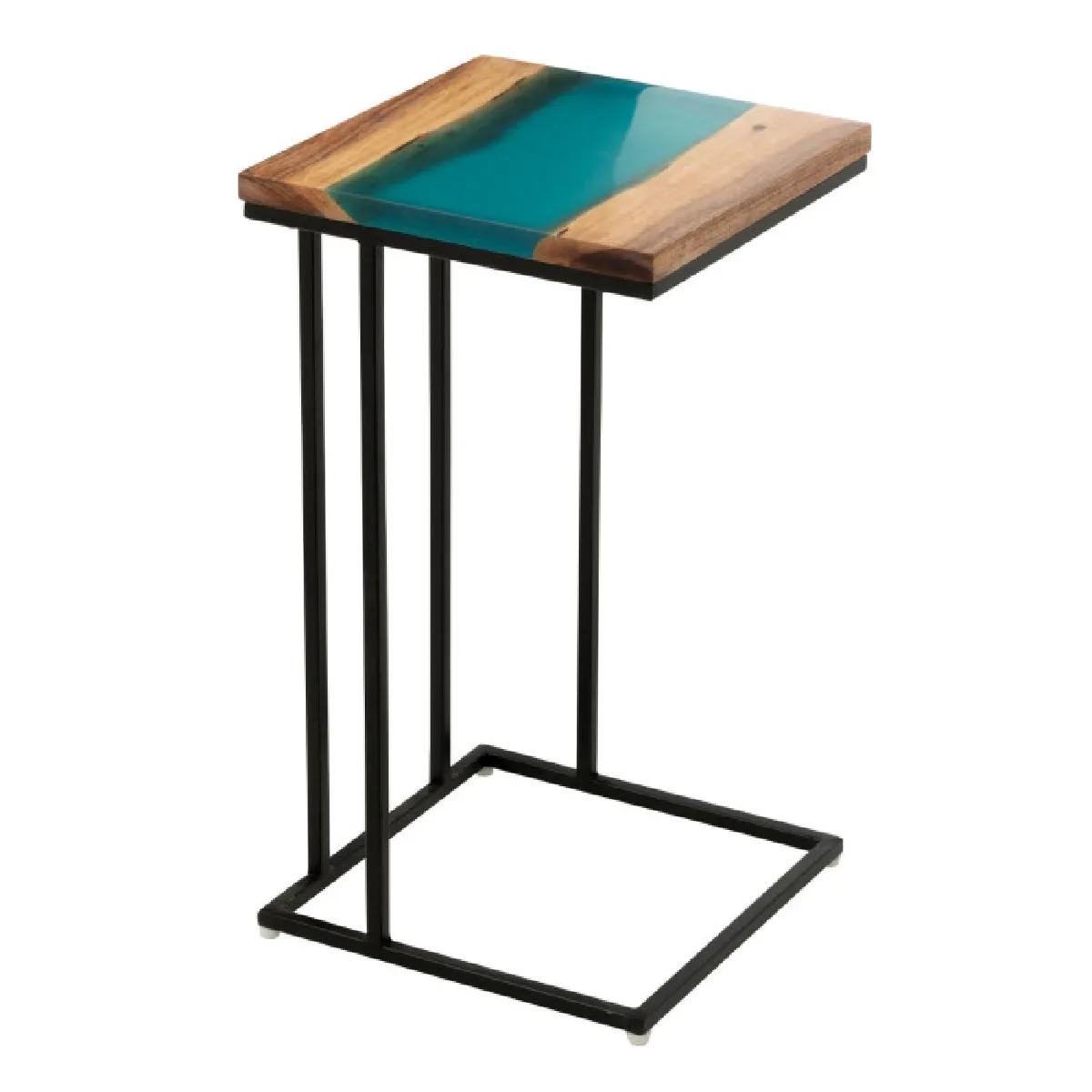Paris Prix Bleu Table D'appoint Carrée - Naturel Et