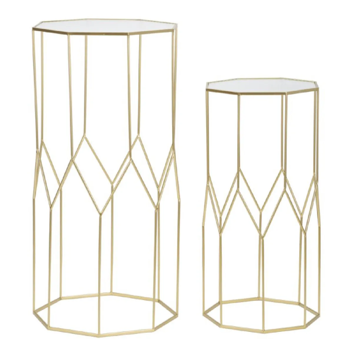 GENERIQUE - Table d'appoint - Glassy - Octogonale - Or - 100cm - Image 2