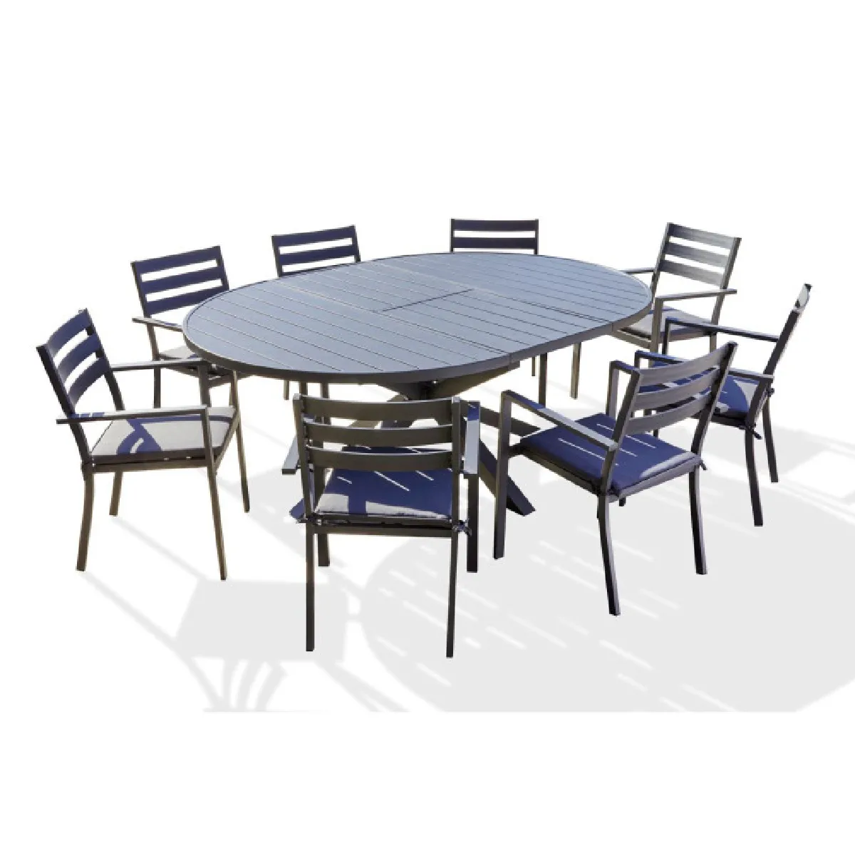 Paris prix salon de jardin table extensible 8 fauteuils - Gris anthracite