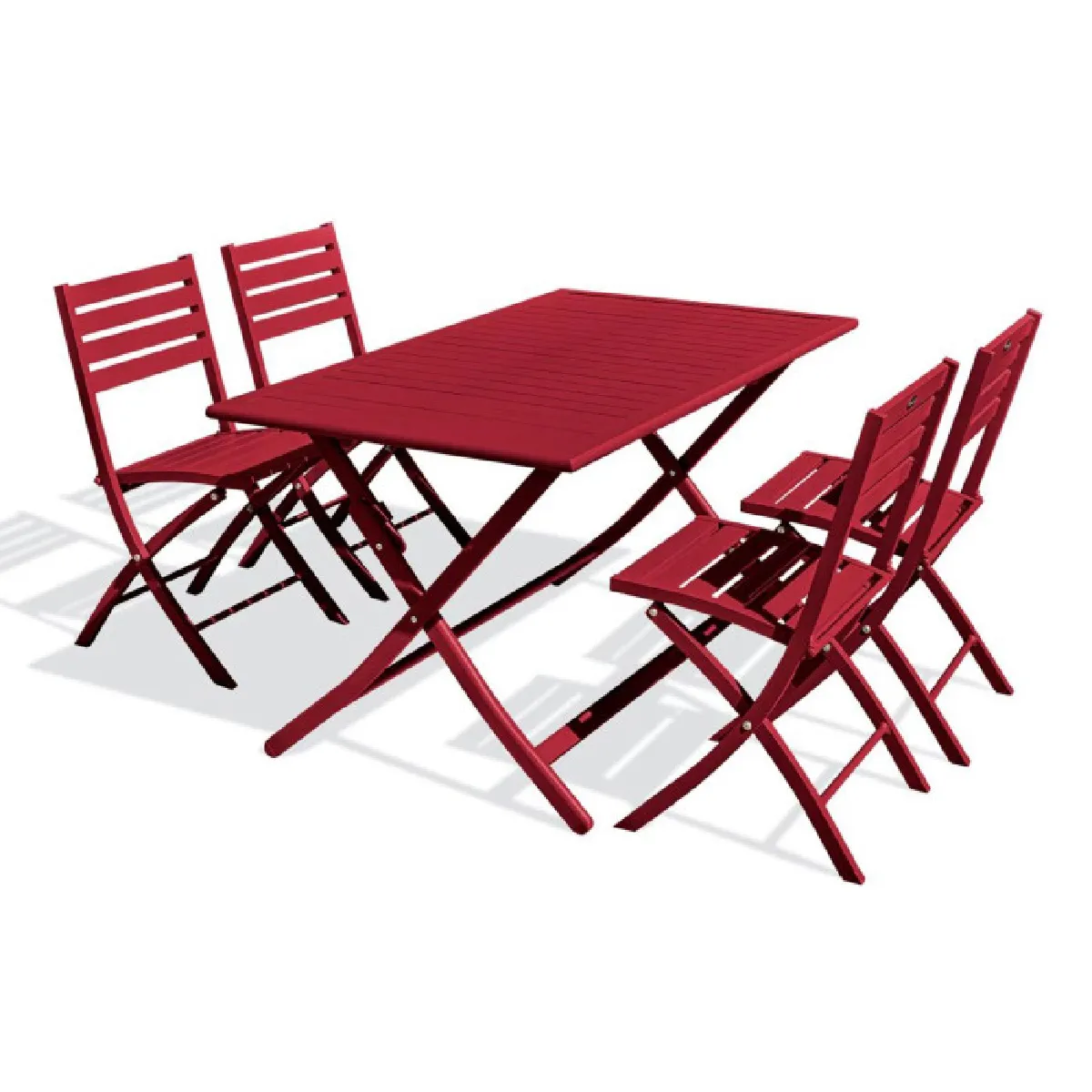 Paris prix ensemble table jardin 4 chaises - Rouge carmin