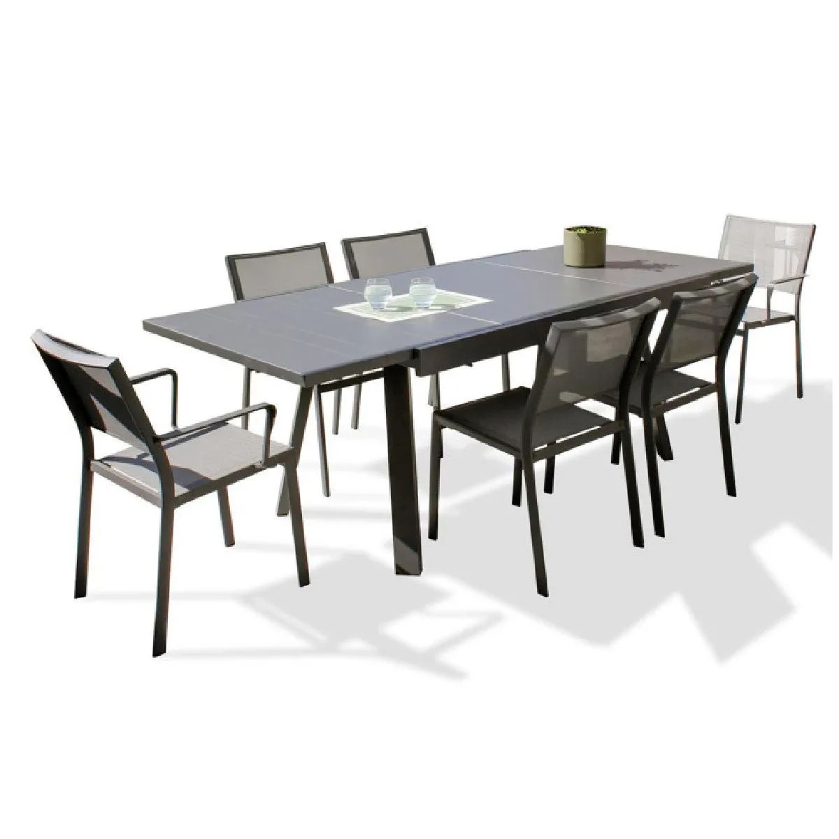 Paris prix Ensemble table et chaises de jardin - Gris anthracite