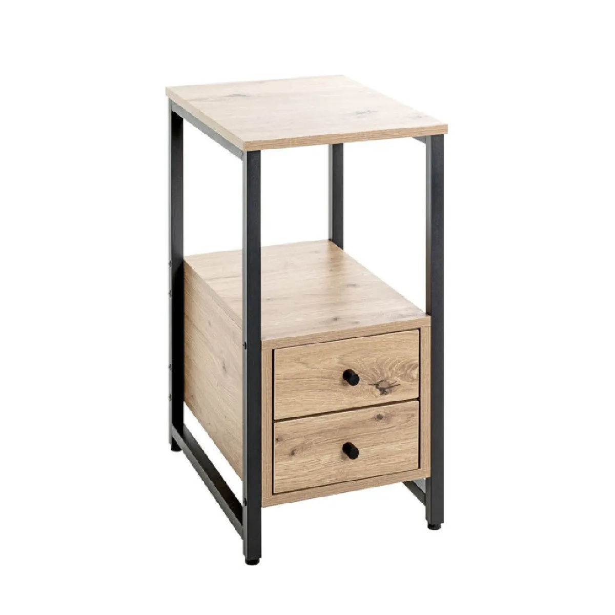 Paris Prix Noir Table D'appoint 2 Tiroirs Miranda - Chêne &