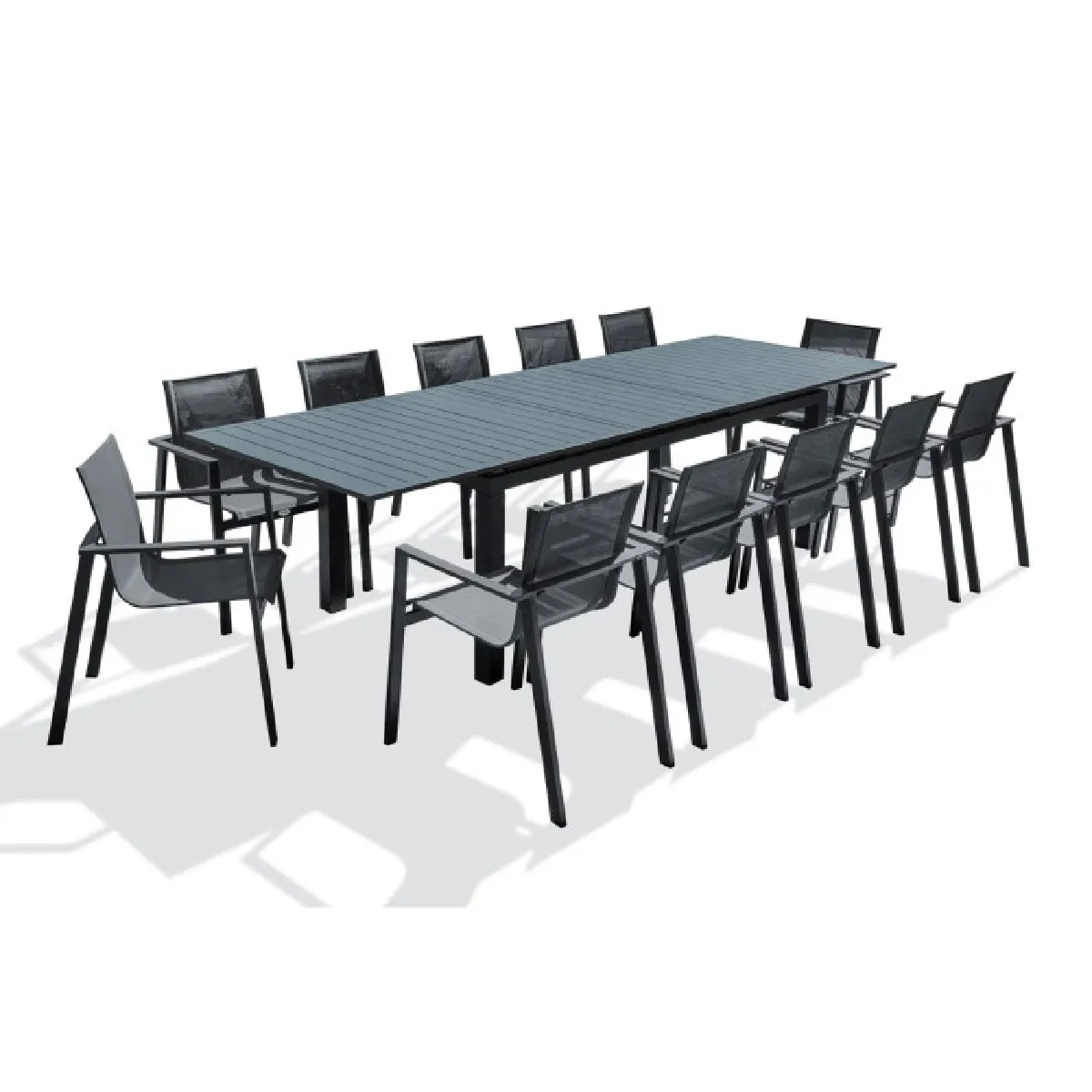 Paris prix Ensemble table et fauteuils de jardin - Gris anthracite