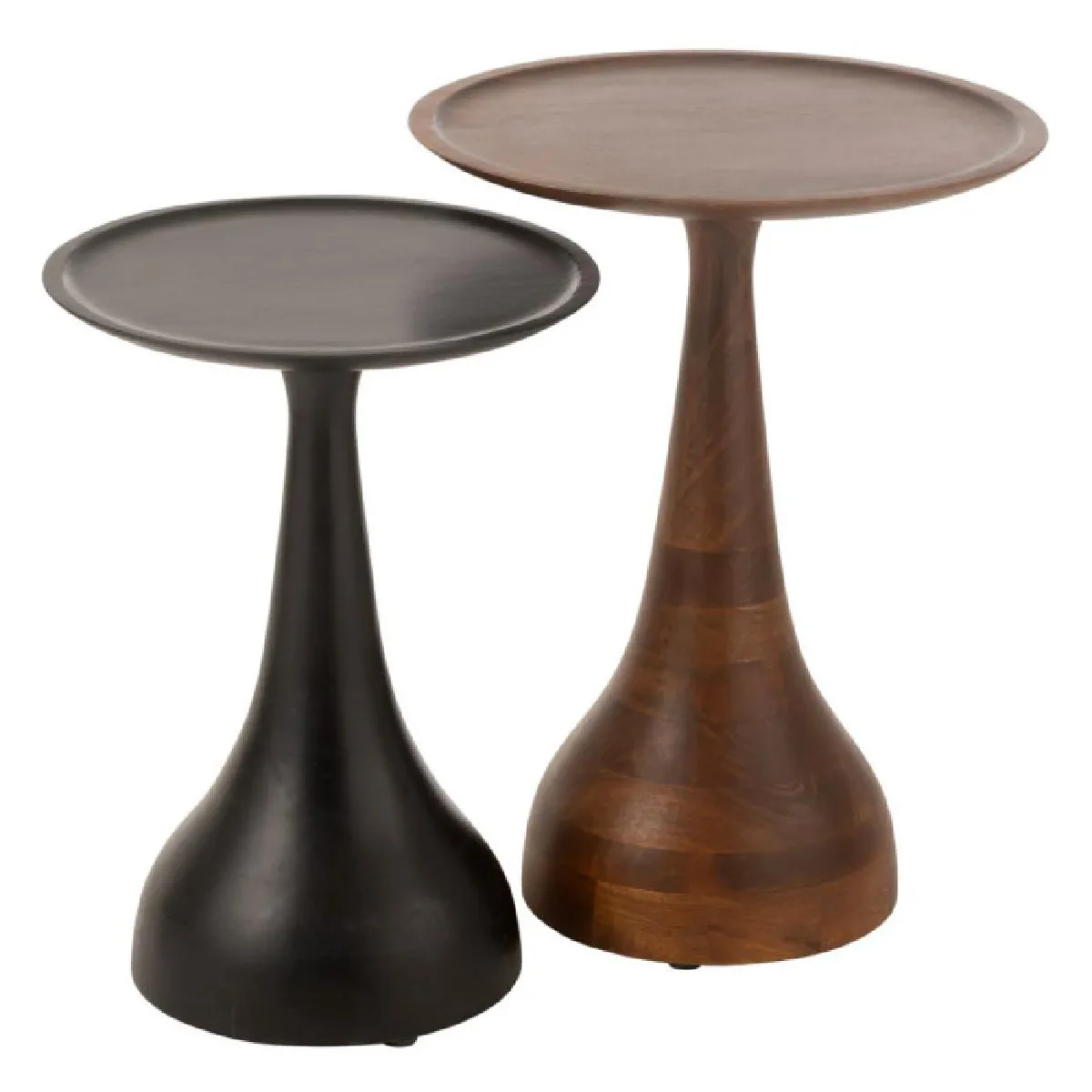 Paris Prix Marron/Noir Lot De 2 Tables D'appoint Rondes - &