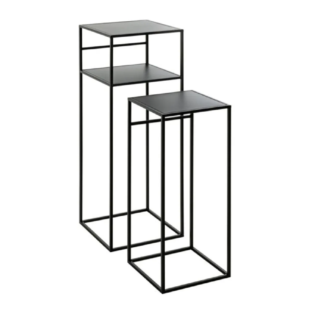 Paris Prix Noir Lot De 2 Tables D'appoint Métal