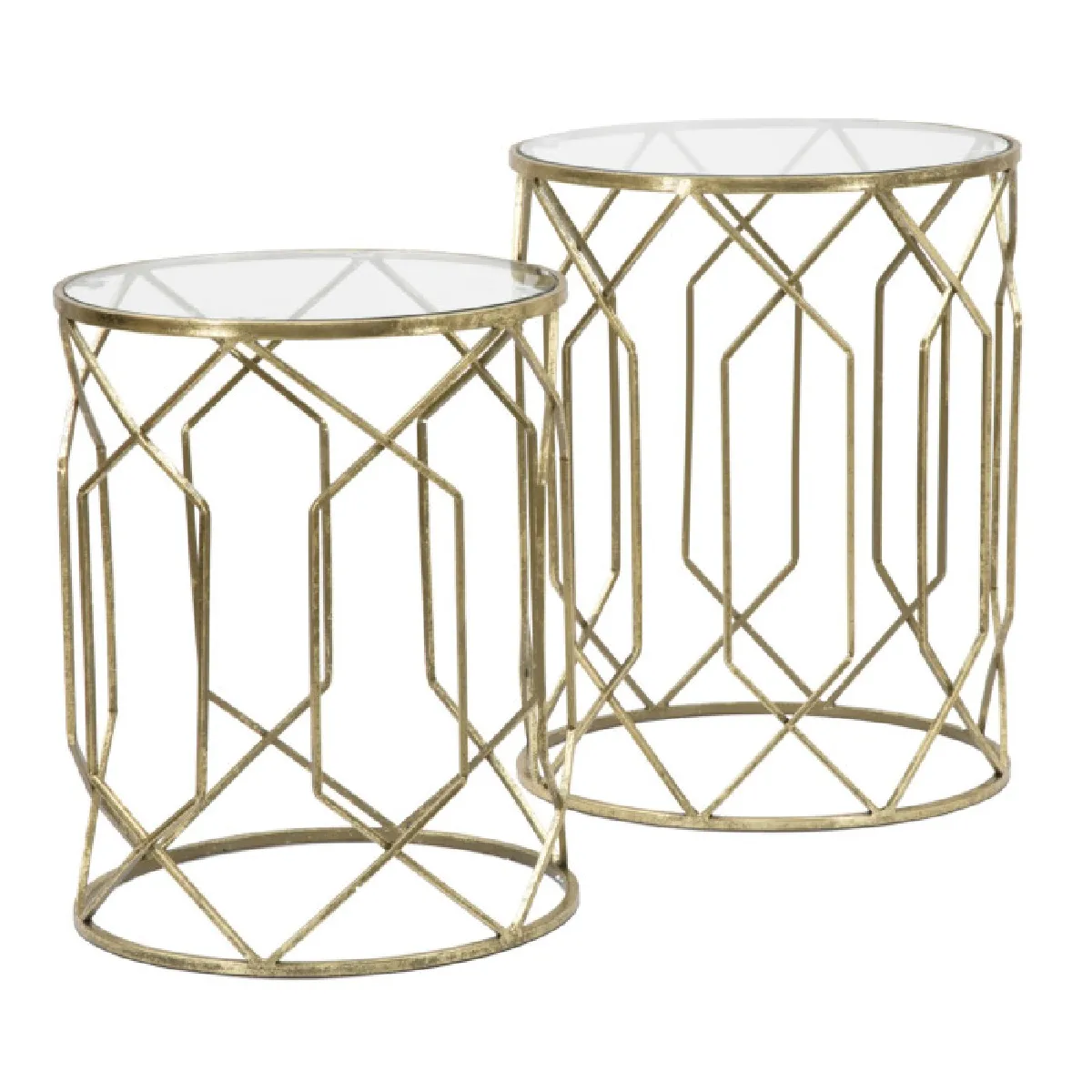 Mauro Ferretti Paris Prix Lot De 2 Tables D'appoint Rondes - Or