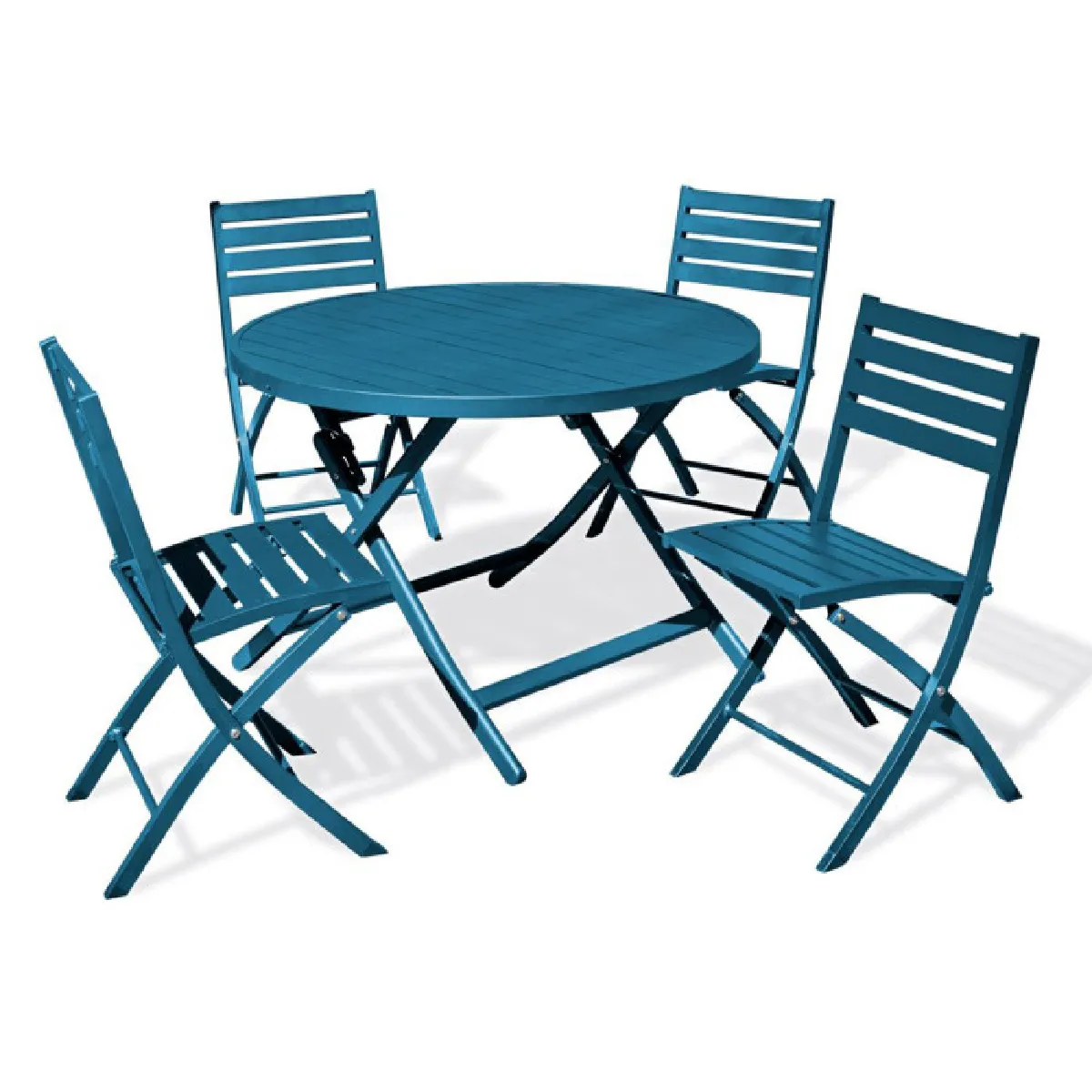 Paris prix Ensemble table jardin + 4 chaises - Bleu canard