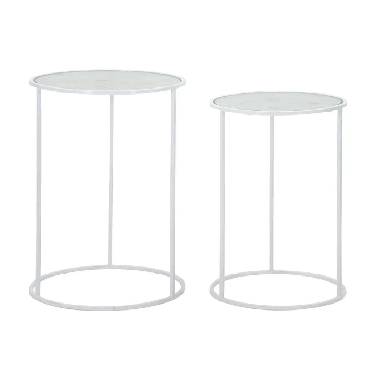 GENERIQUE - Lot de 2 Tables d'Appoint Gigognes Cour - 60cm - Blanc - Image 2