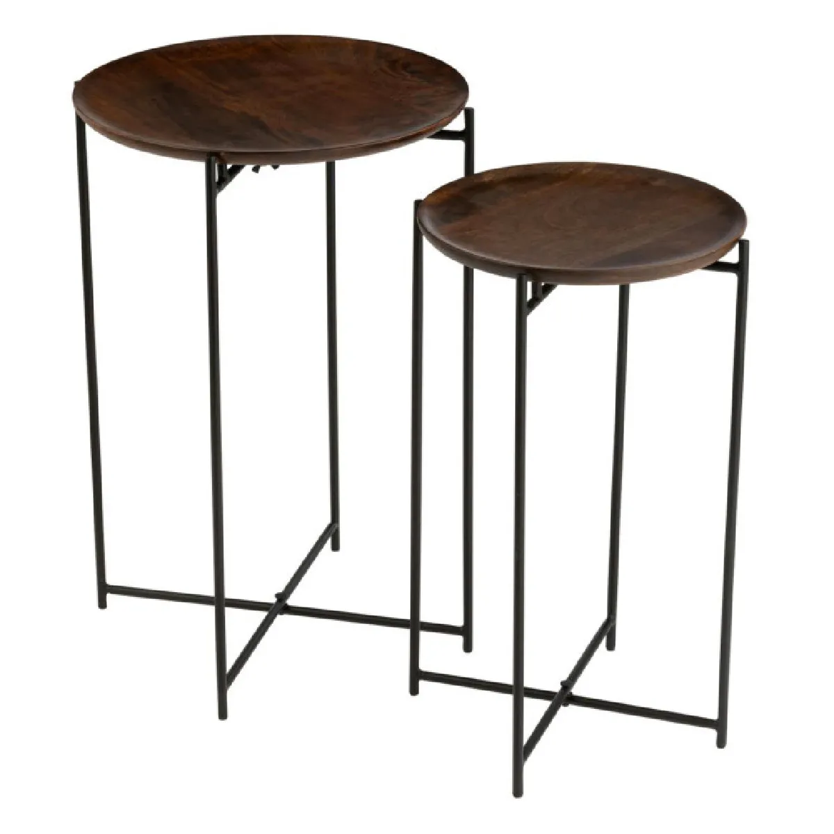 Paris Prix Marron/Noir Lot De 2 Tables D'appoint Rondes En Métal - Et