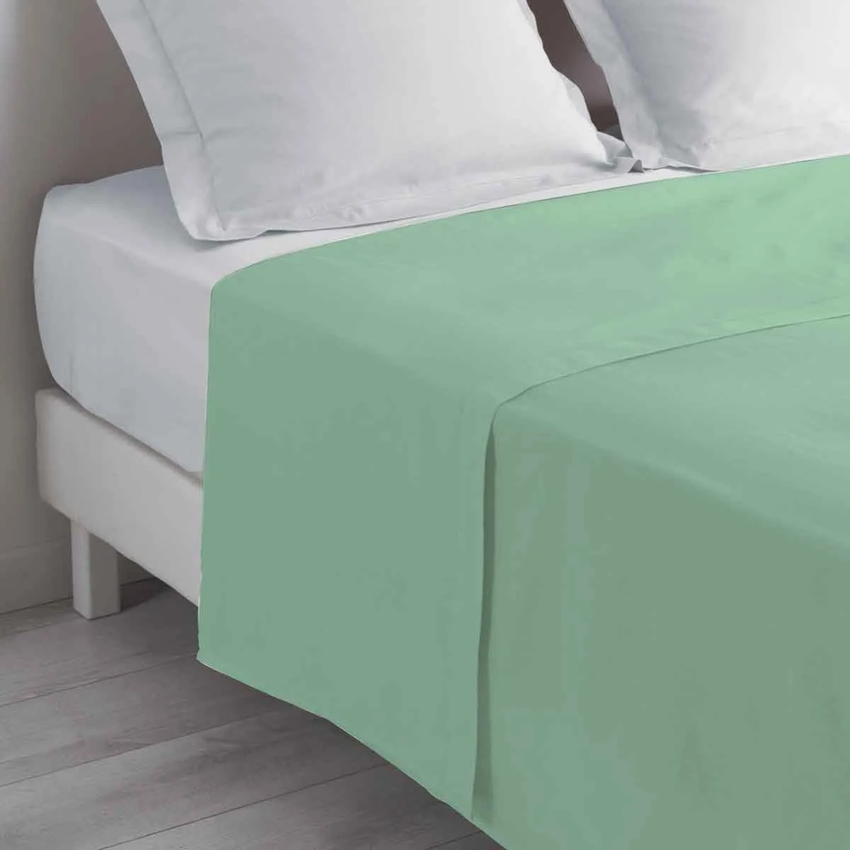 DOUCEUR D INTERIEUR Drap Plat en Coton Biolina 180x290cm Sauge