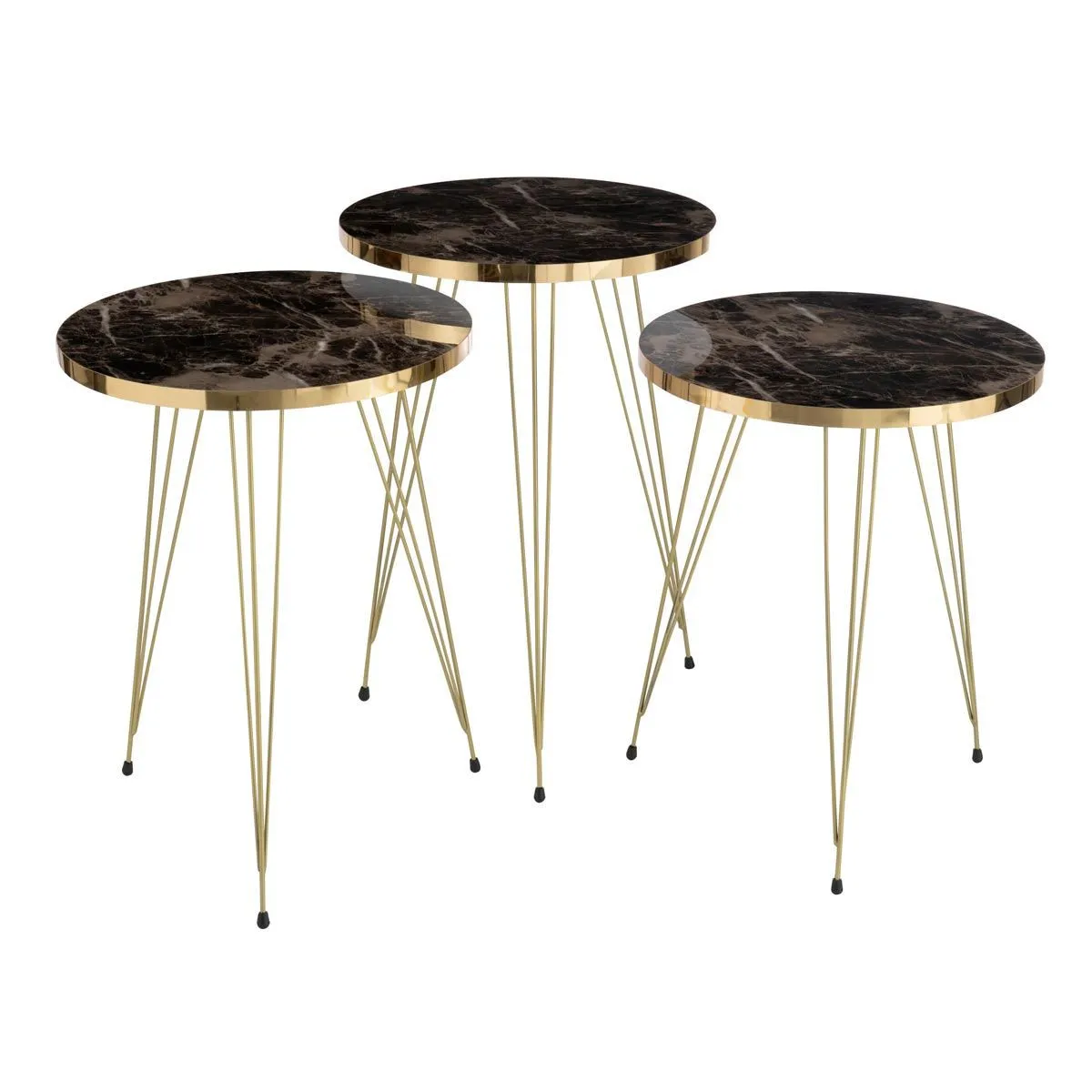 Paris Prix Noir Lot De 3 Tables D'appoint Lottie 56Cm
