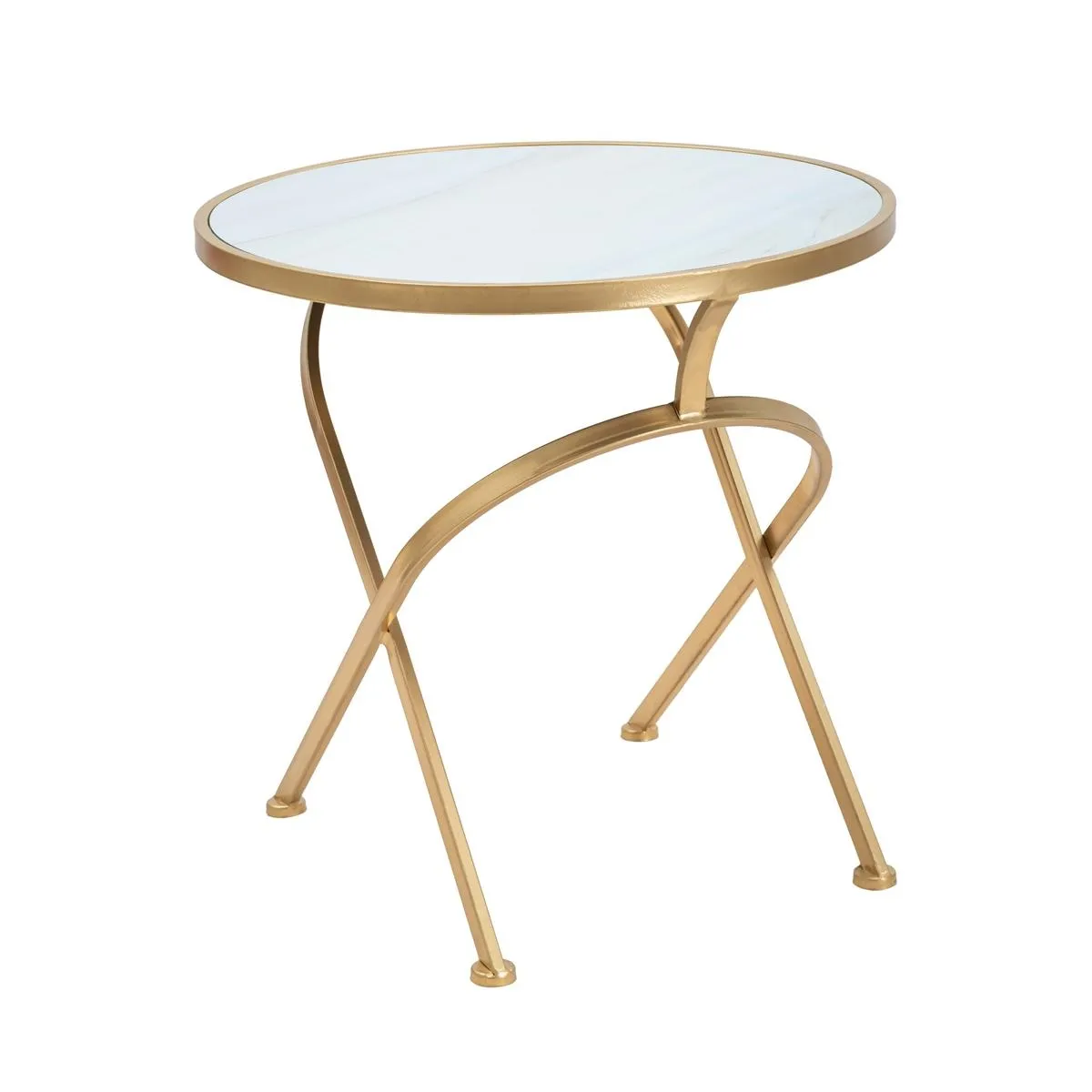 GENERIQUE - Table basse ronde - Marbre et métal doré - 50 x 50,5 cm - Image 3
