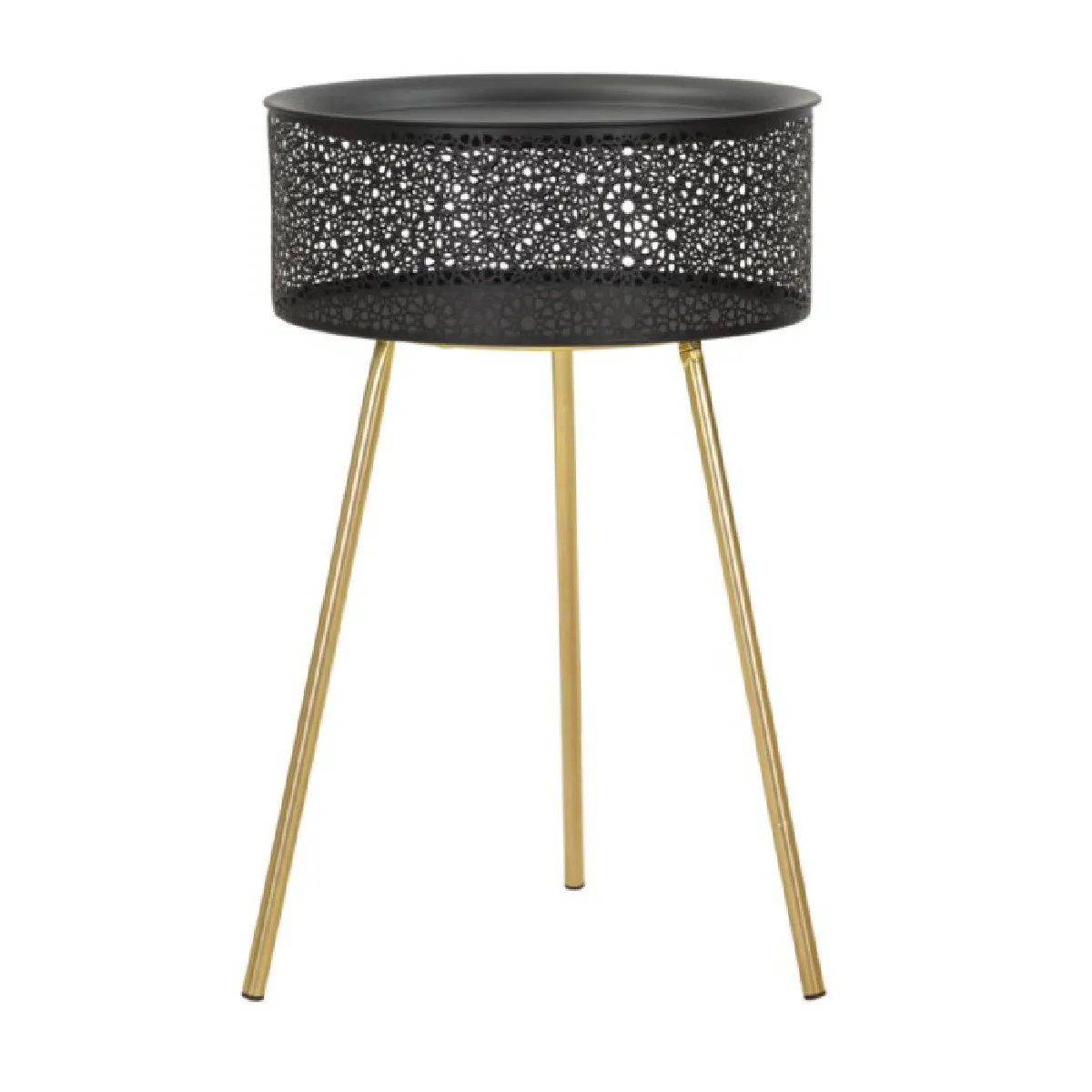 Generique Noir Table D'appoint Avec Rangement "Blacky" 65Cm & Or - Image 2