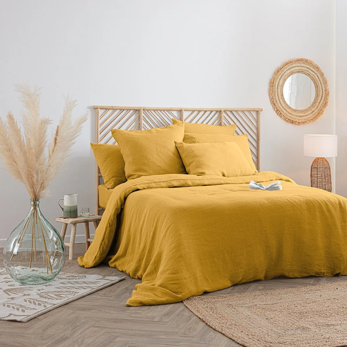 ATMOSPHERA Housse de Couette Lin Adorable 240x220cm Jaune Ocre