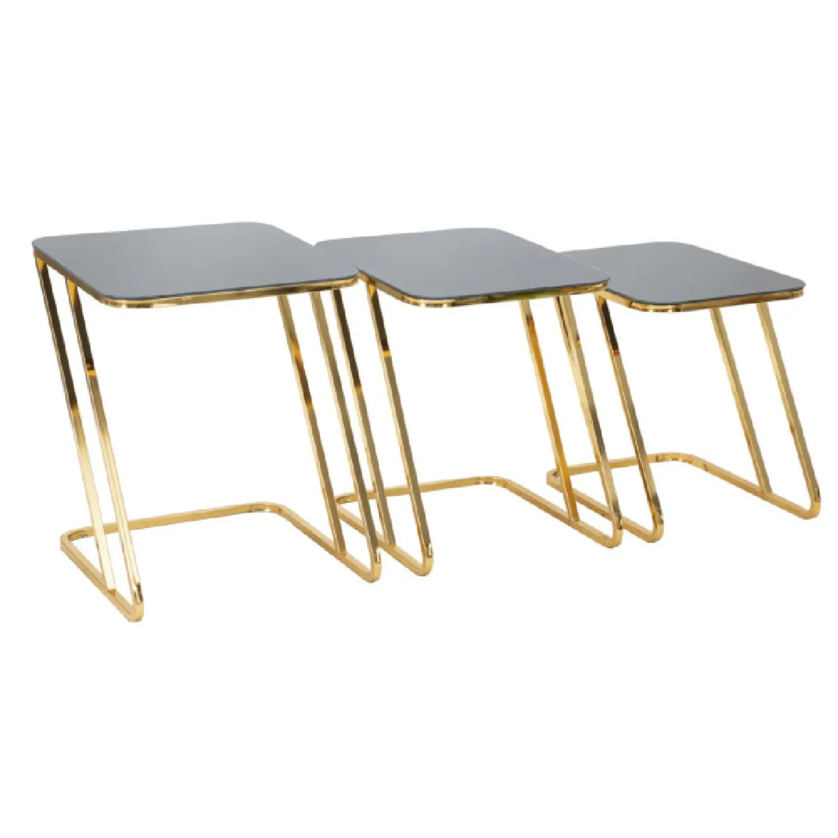 Mauro Ferretti Noir Paris Prix Lot De 3 Tables D'appoint Gigognes - Et Or