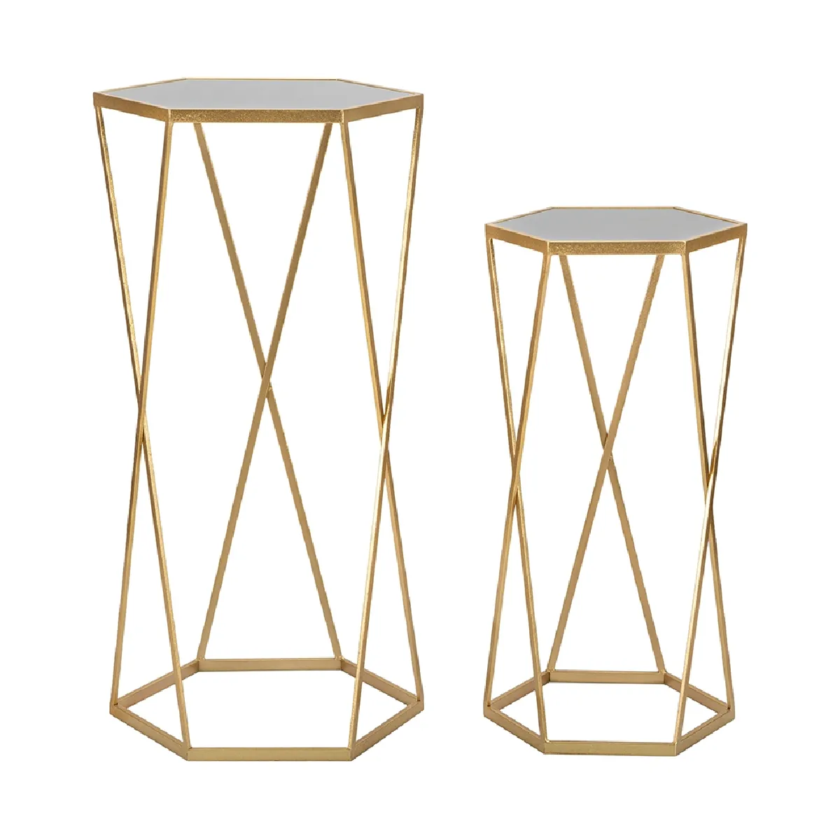 Meilleurs prix pour Mauro ferretti lot de 2 tables basses hexagonales - Or