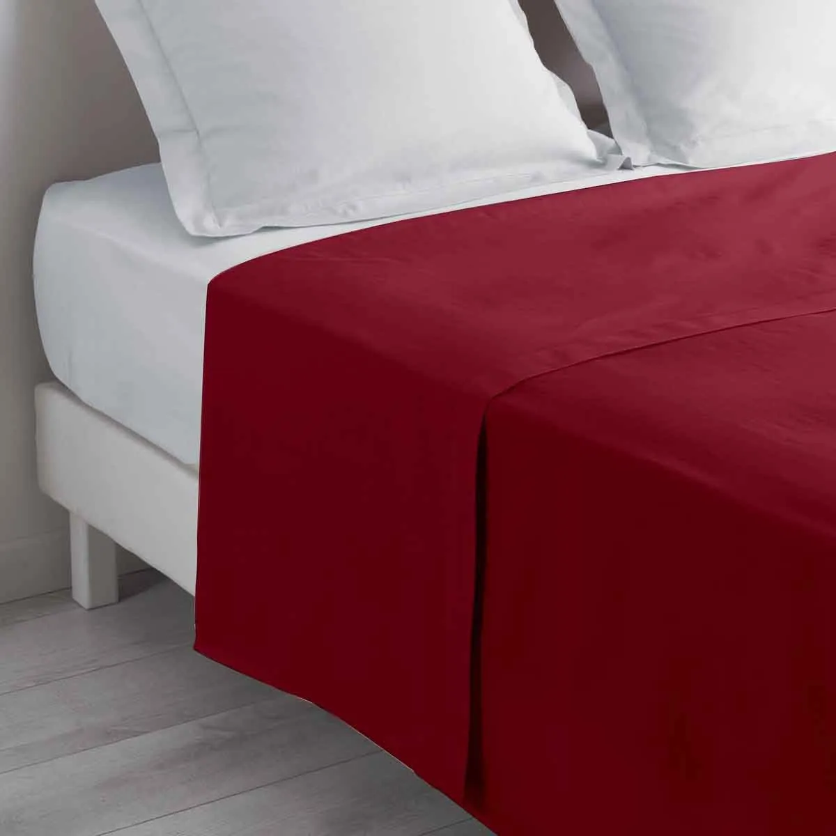 DOUCEUR D INTERIEUR Drap Plat en Coton Biolina 180x290cm Bordeaux