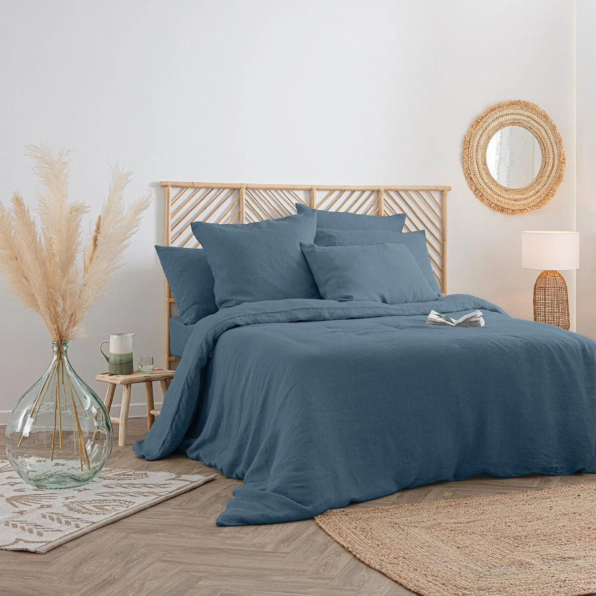 ATMOSPHERA Housse de Couette Lin Adorable 260x240cm Bleu Canard