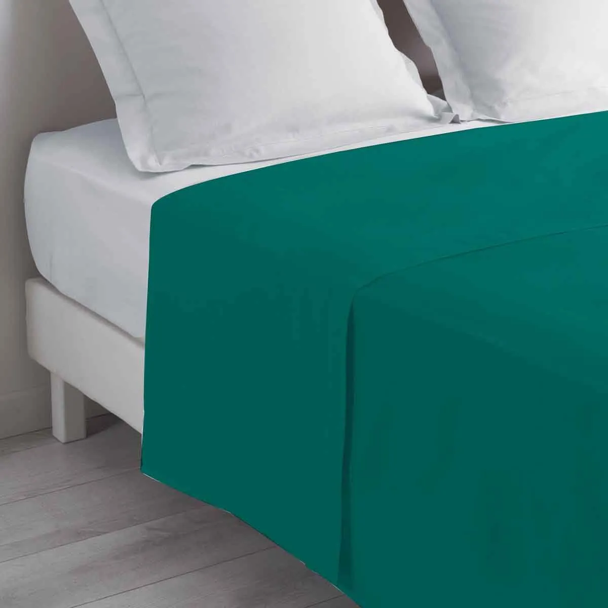 DOUCEUR D INTERIEUR Drap Plat en Coton Biolina 180x290cm &Eacute;meraude