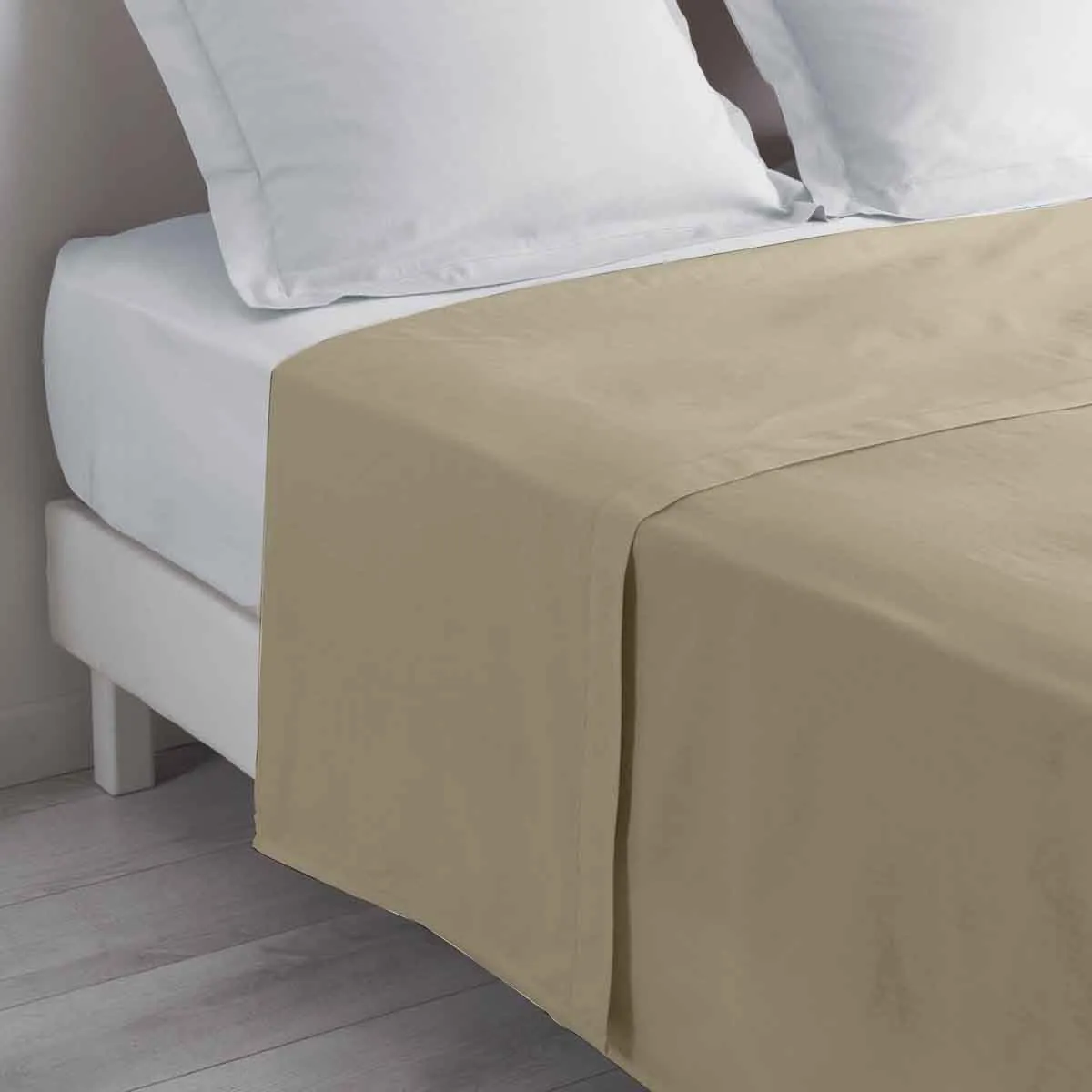 DOUCEUR D INTERIEUR Drap Plat en Coton Biolina 180x290cm Taupe