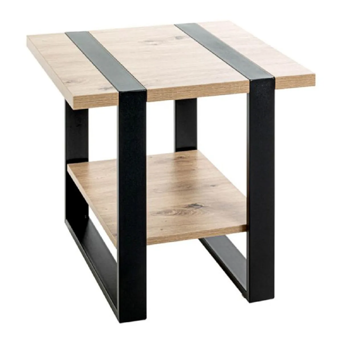 Non Communiqué Beige Table D'appoint Miranda 45Cm Chêne & Noir - Image 2