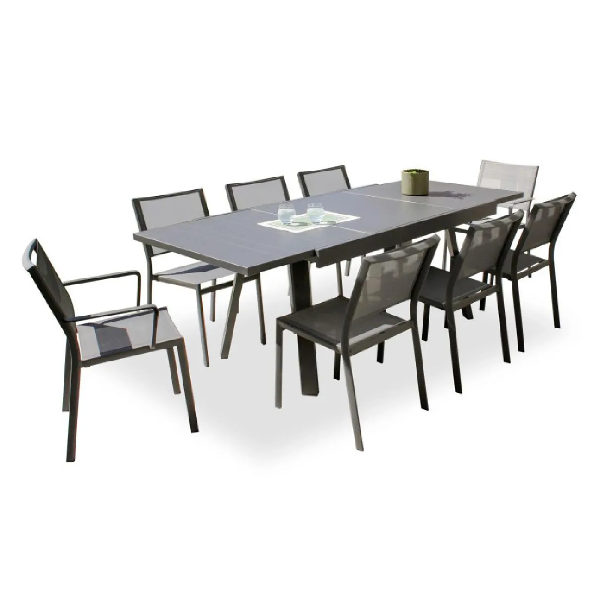 Paris prix Salon de jardin table 6 places - Gris anthracite