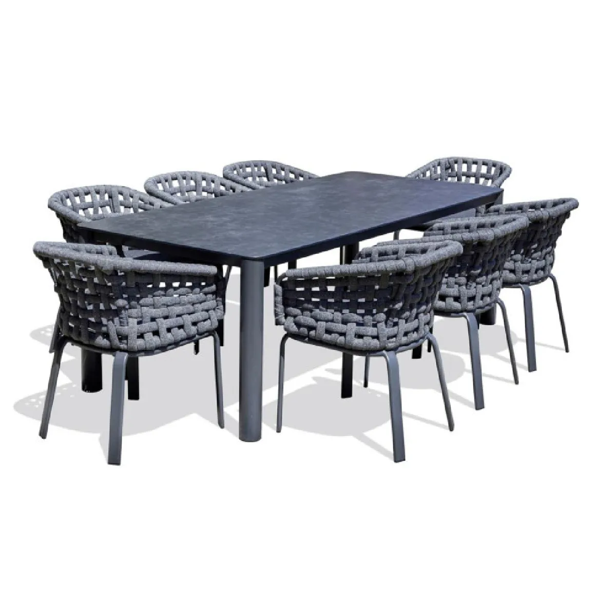 Paris Prix Gris Ensemble Table Jardin + 8 Fauteuils - Anthracite