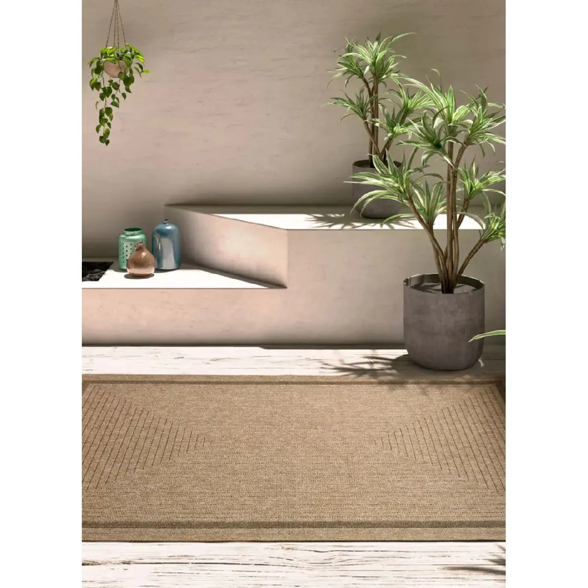 ATTICGO Tapis extérieur effet jute ACRA marron clair 80x150 cm
