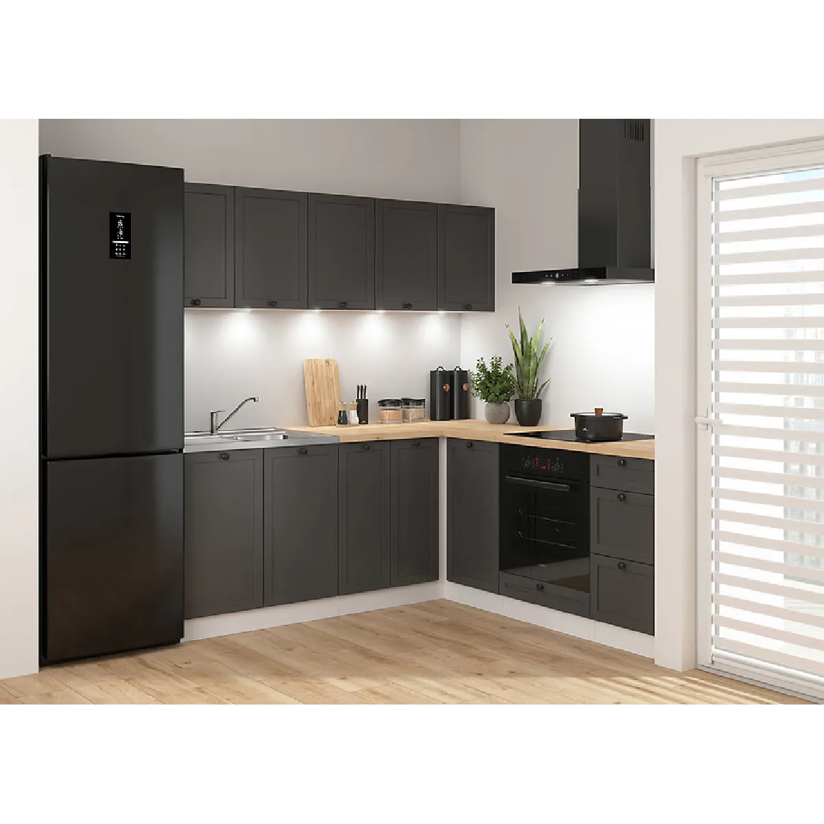 Pegane Blanc Cuisine D'angle Complète Modulable