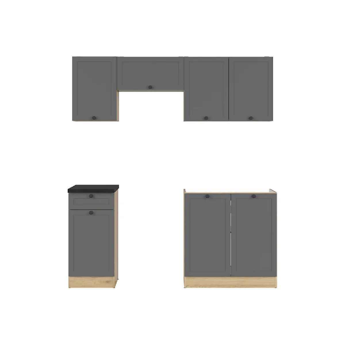 Pegane Gris Cuisine Complète 180 Cm - Graphite