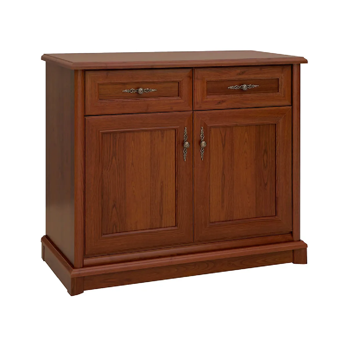 Pegane Commode Buffet 2 Portes 2 Tiroirs - Châtaigne