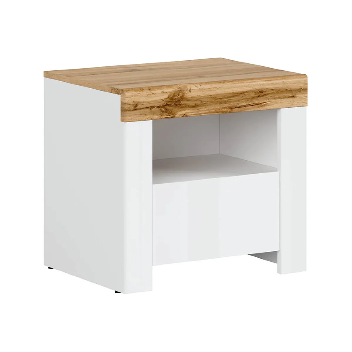 Pegane Blanc Table De Chevet 1 Tiroir - /Chêne