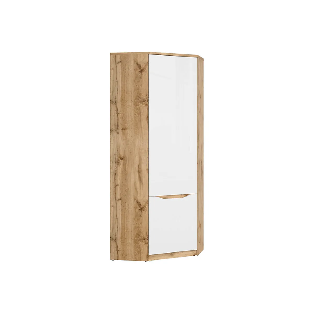 Pegane Armoire d'angle 1 porte - Chêne wotan / blanc brillant