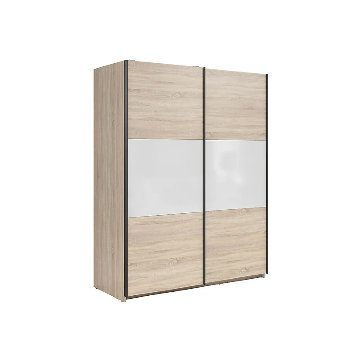Pegane Armoire 2 portes coulissantes - Chêne sonoma blanc