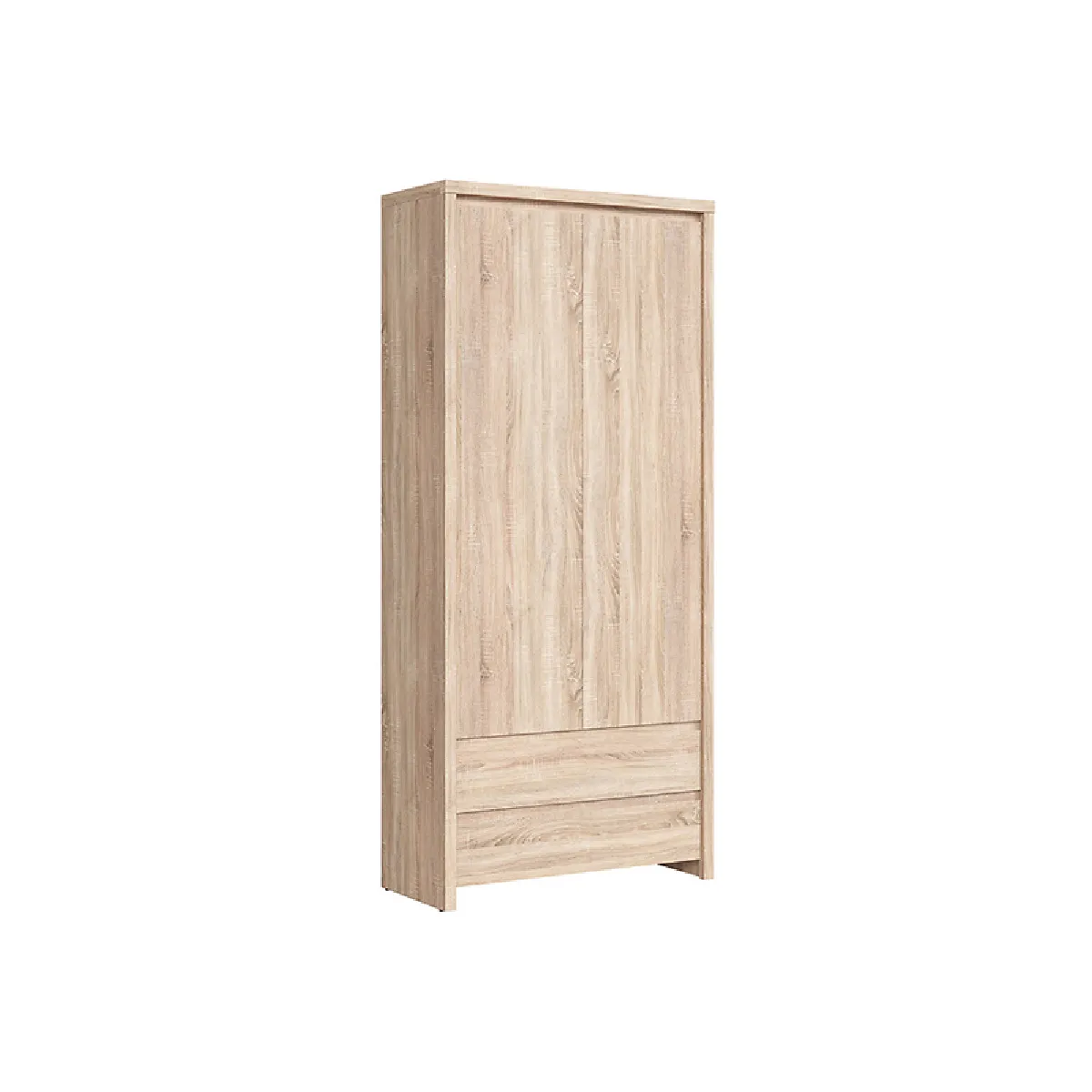 Pegane Armoire 2 portes 2 tiroirs - Ch&ecirc;ne