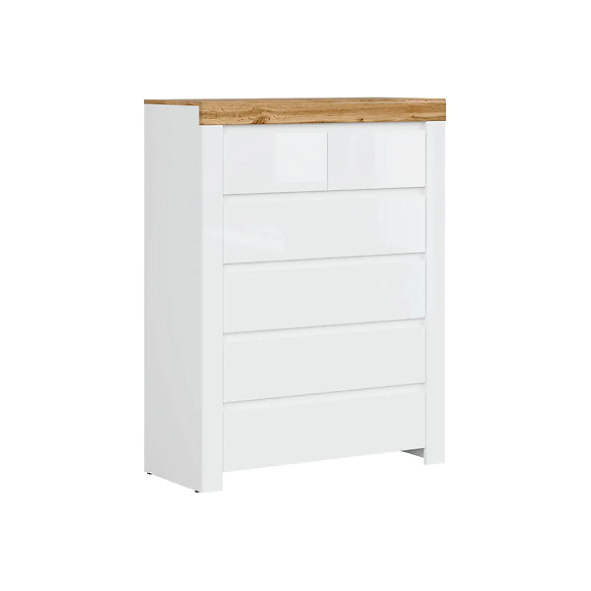 Pegane Blanc Commode 6 Tiroirs - Chêne