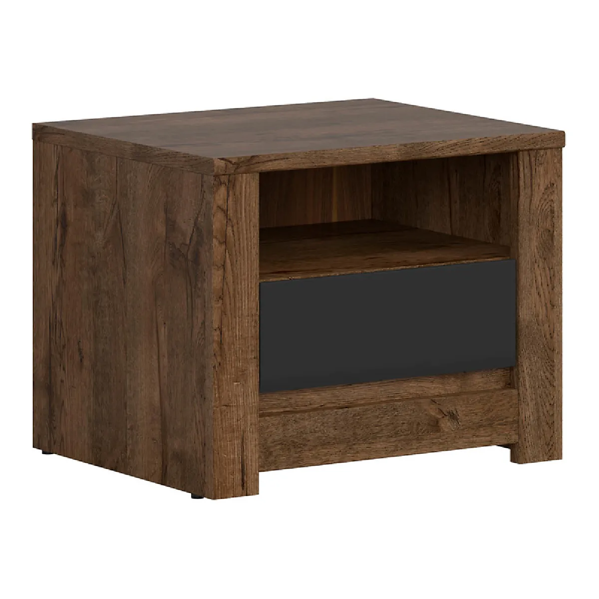 Pegane Table De Chevet 1 Tiroir - Chêne Foncé