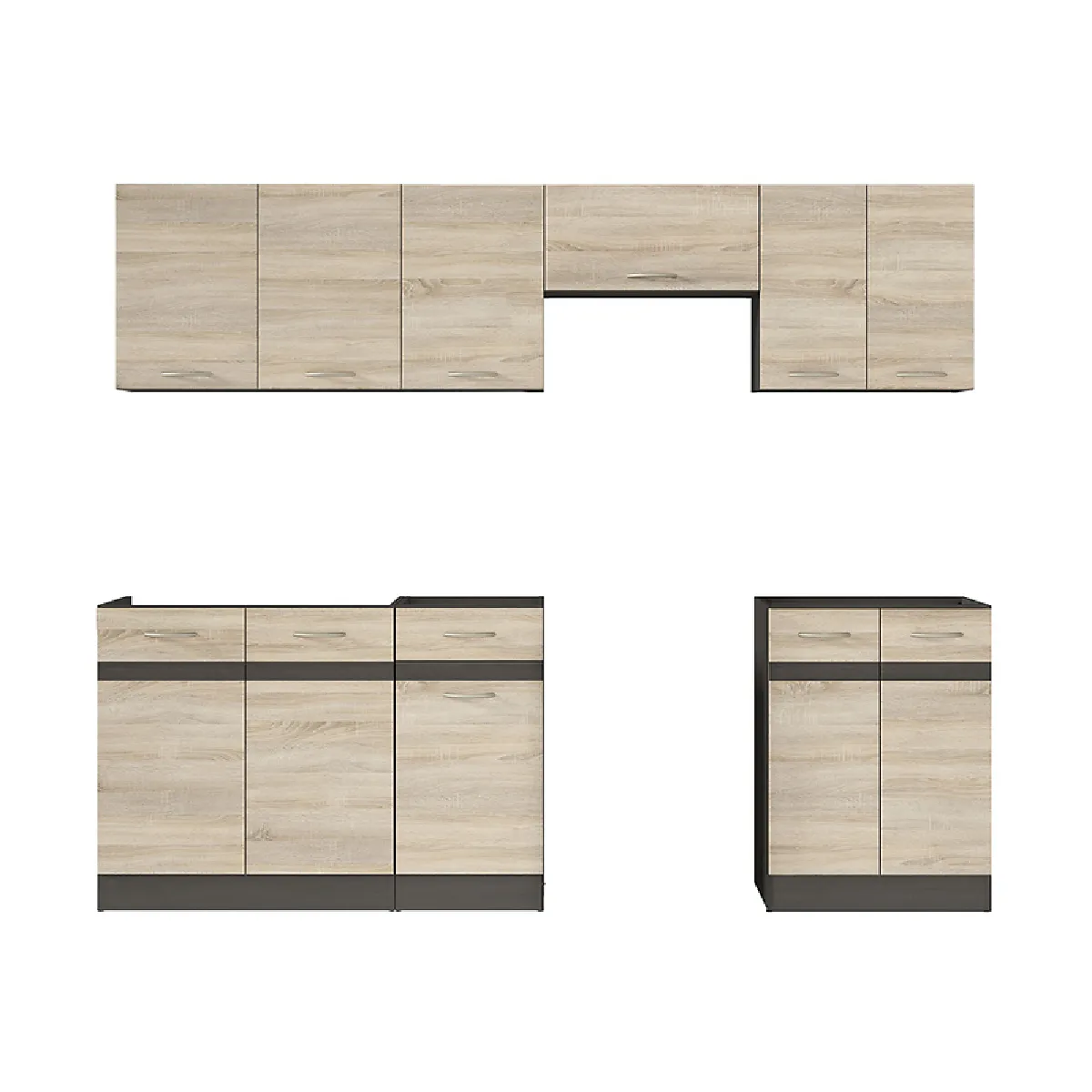 Pegane Cuisine Complète 240 Cm - Chêne Sonoma