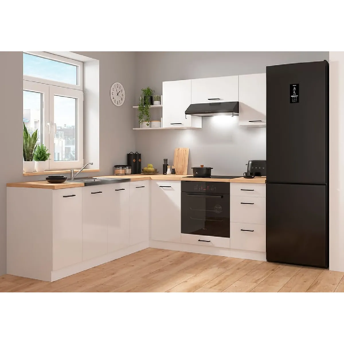 Pegane - Cuisine d'angle complète - 200x220 cm - Blanc - Image 2