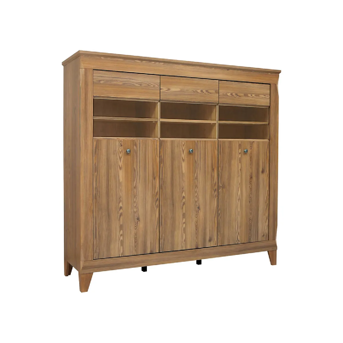 Pegane Clair Vitrine Bibliothèque 3 Portes - Bois