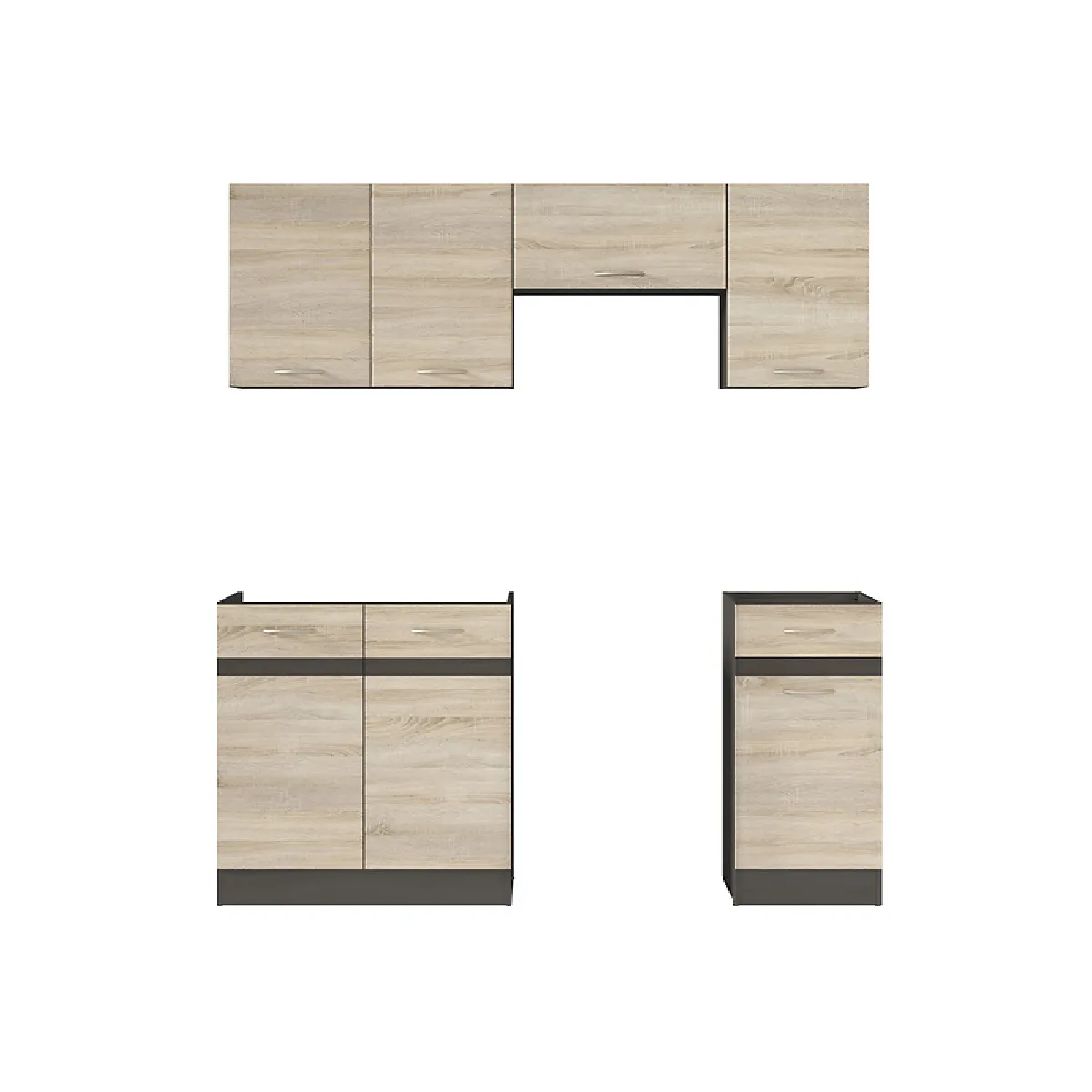 Pegane - Cuisine complète - 180 cm - Chêne Sonoma - Marron - Image 2
