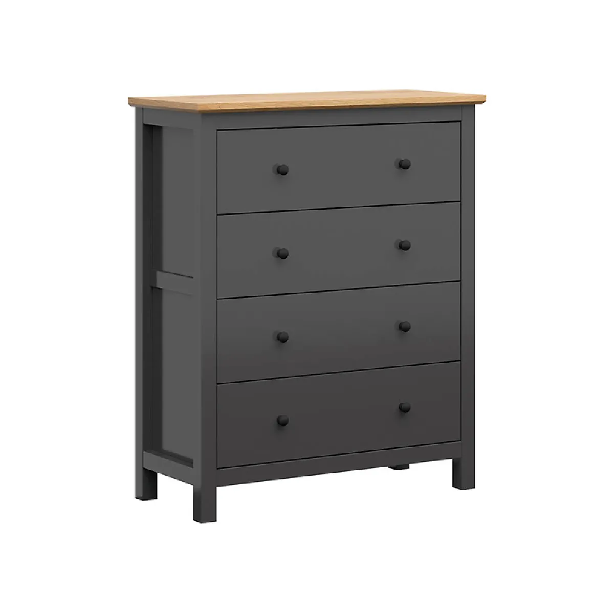 Pegane Commode 4 tiroirs - Gris graphite ch&ecirc;ne