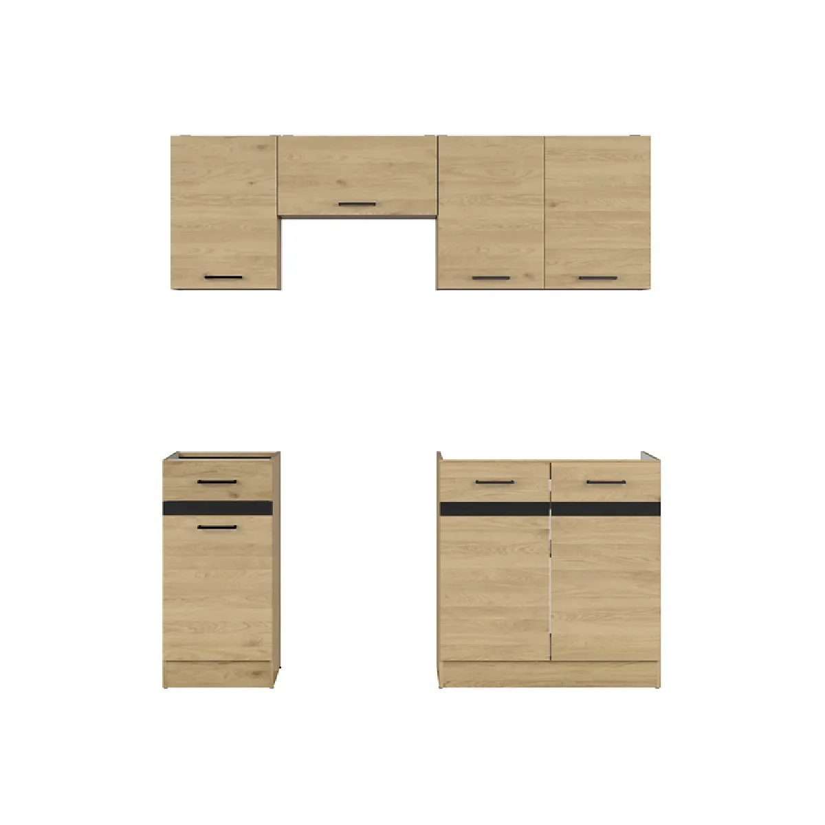 Pegane - Cuisine complète - 180 cm - Chêne - Image 2