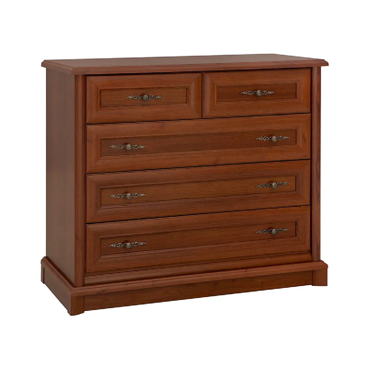 Pegane Commode 5 Tiroirs Chambre Adulte - Châtaignier
