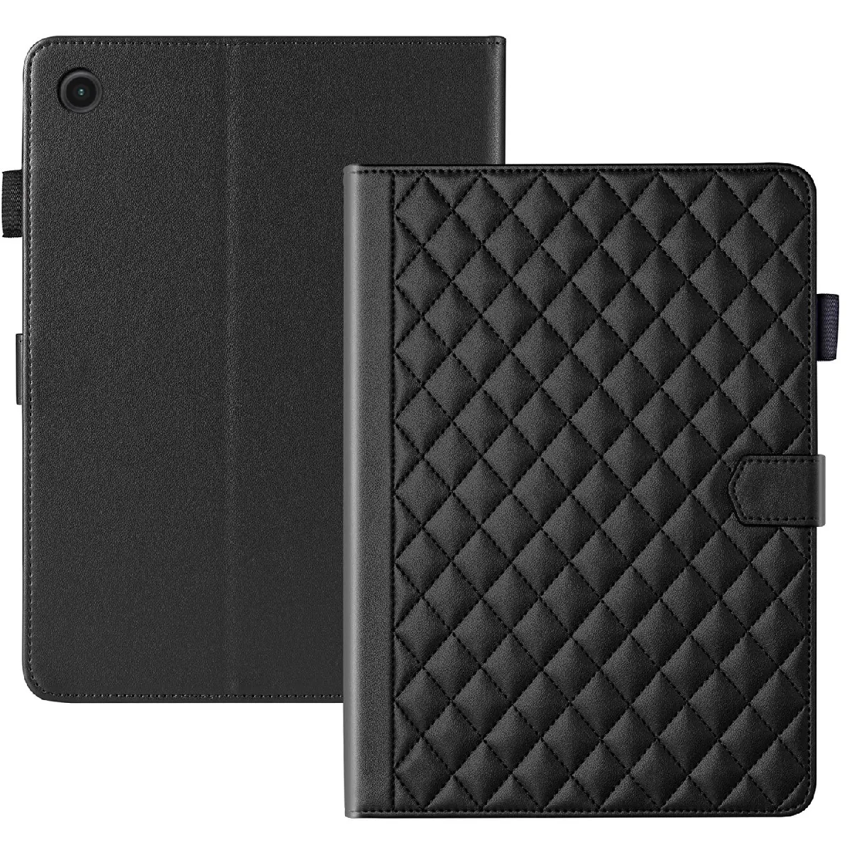 Étui de Protection pour Samsung Galaxy Tab A8 TPU Souple, Motif Losange Chic et Style "Petite Robe Noire"-Noir
