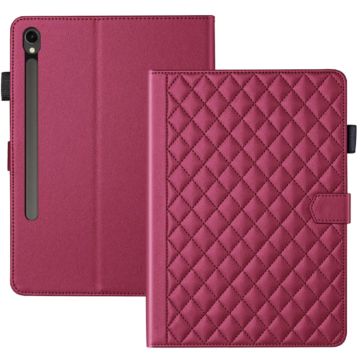 Étui de Protection pour Samsung Galaxy Tab S9/S9 FE/S10 FE 2025 TPU Souple, Motif Losange Chic et Style "Petite Robe Noire"-Rouge