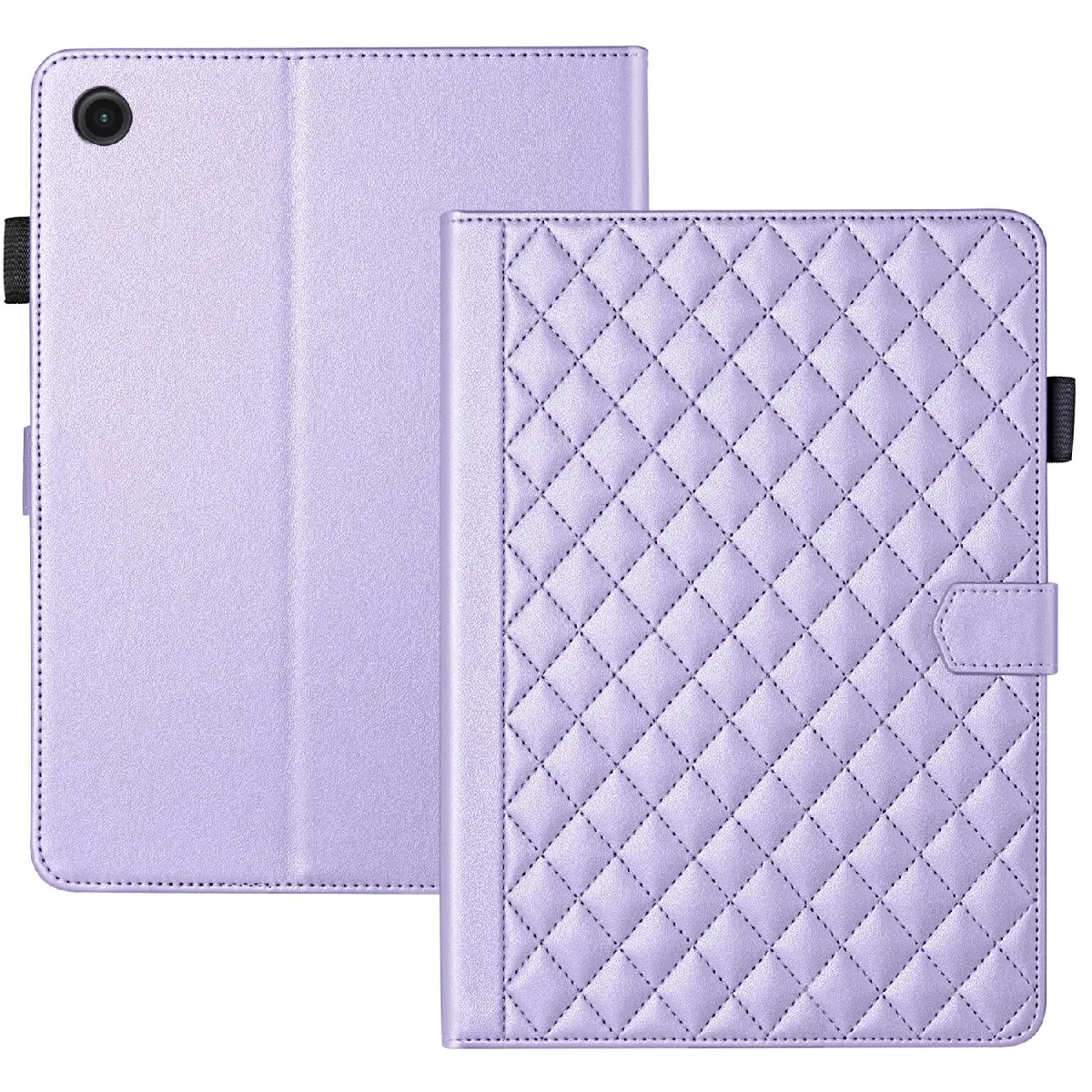 Étui de Protection pour Samsung Galaxy Tab A8 TPU Souple, Motif Losange Chic et Style "Petite Robe Noire"-Violet