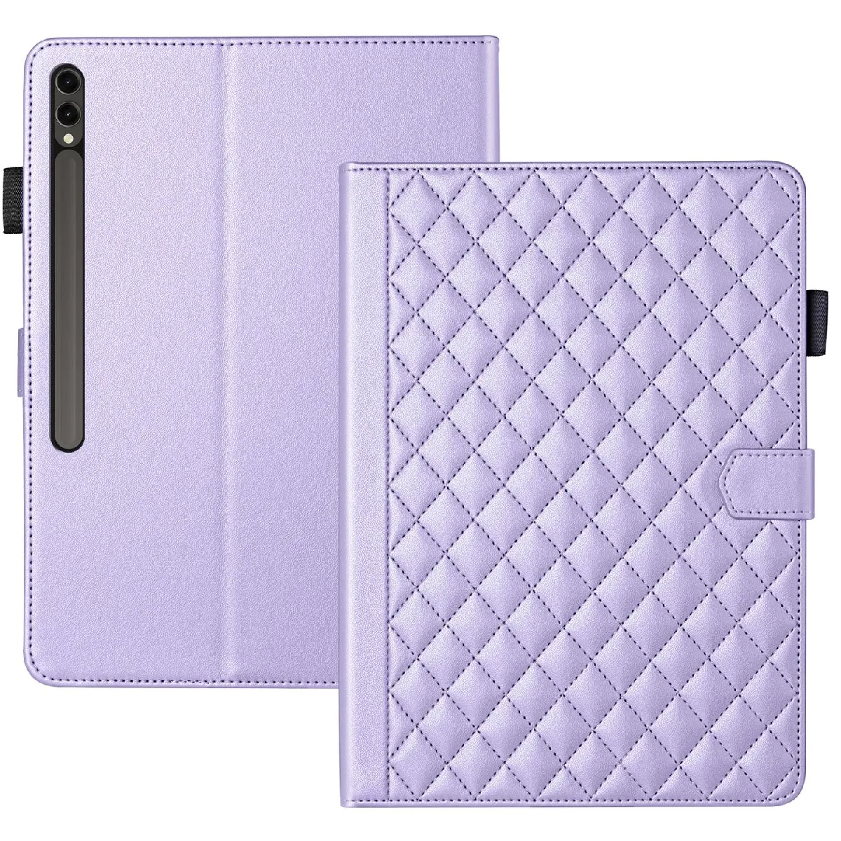 Étui de Protection pour Samsung Galaxy Tab S7+/S8+/S9+/S10+ 12.4" 8.7 TPU Souple, Motif Losange Chic et Style "Petite Robe Noire"-Violet