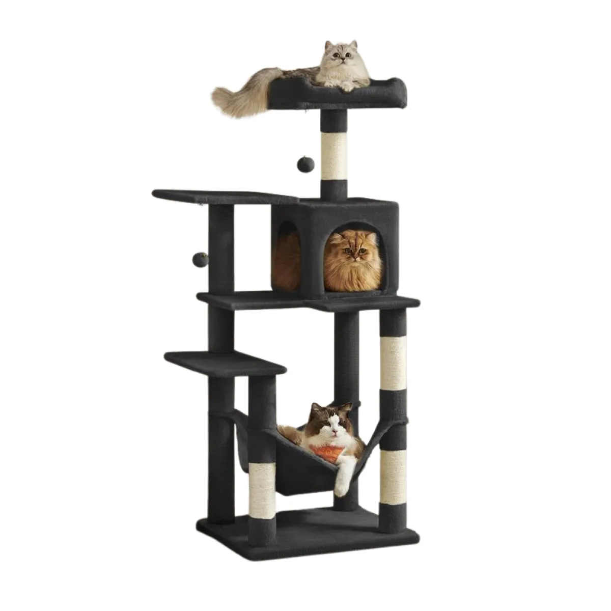 Meilleurs prix pour ACAZA Arbre à chat pour plusieurs chats – Condo pour chats avec hamac – Arbre à chat – 143 cm – Noir