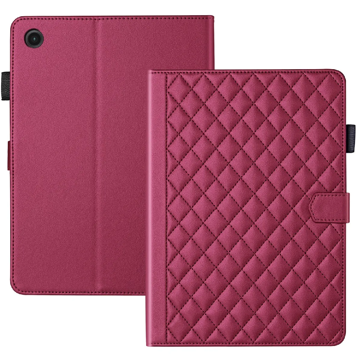 Étui de Protection pour Samsung Galaxy Tab A8 TPU Souple, Motif Losange Chic et Style "Petite Robe Noire"-Rouge